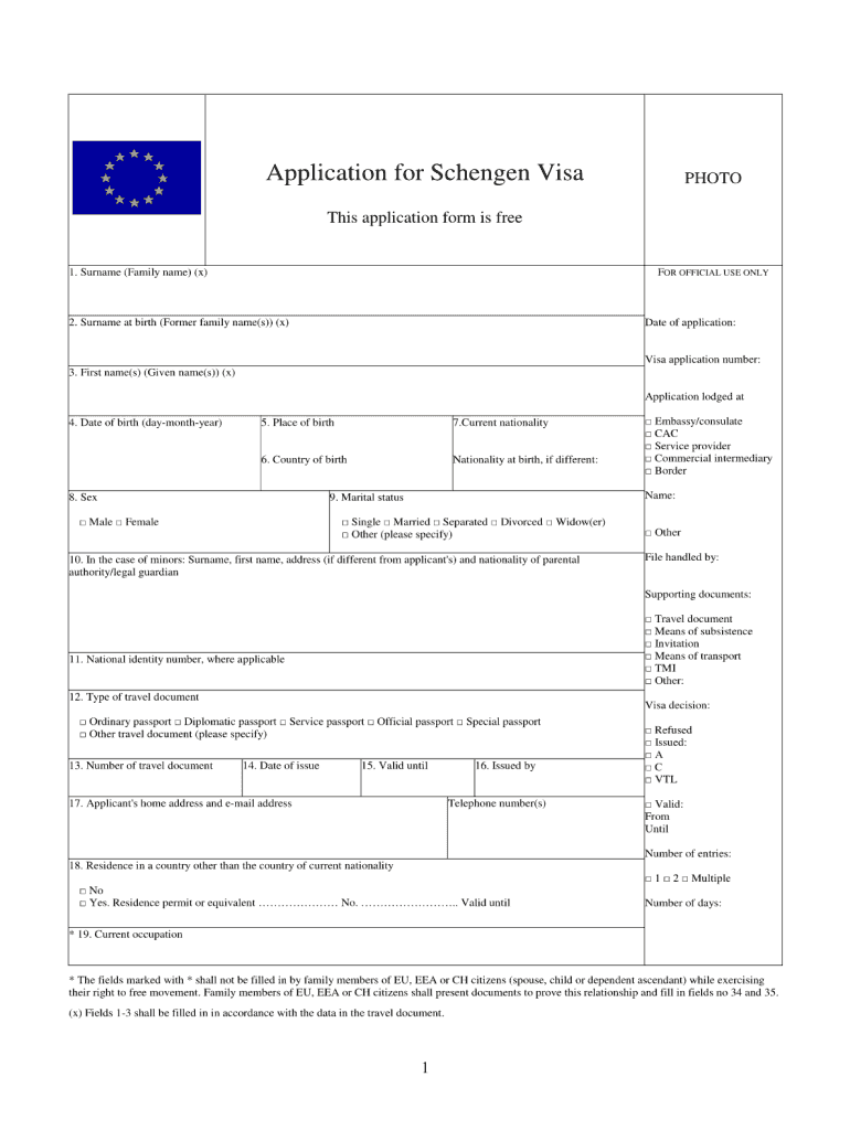 Spain Application Visa  Form